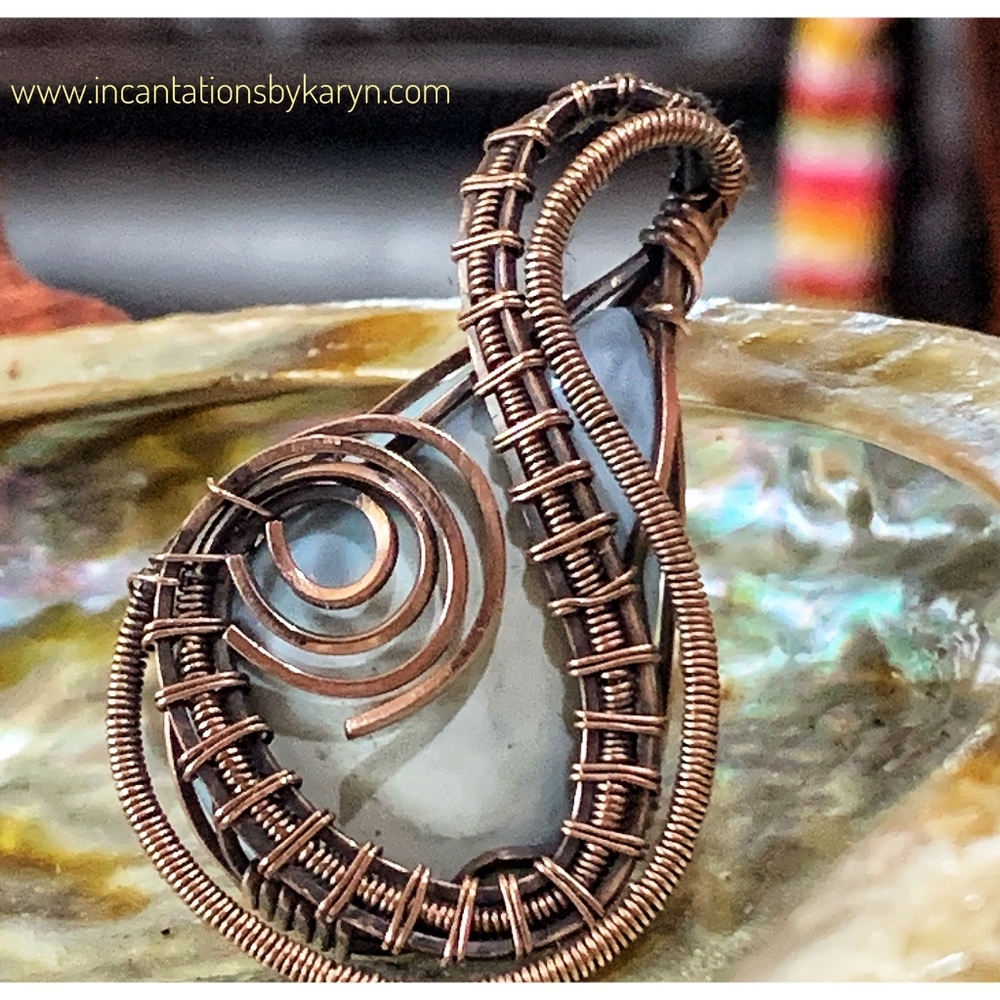Larimar and copper pendant